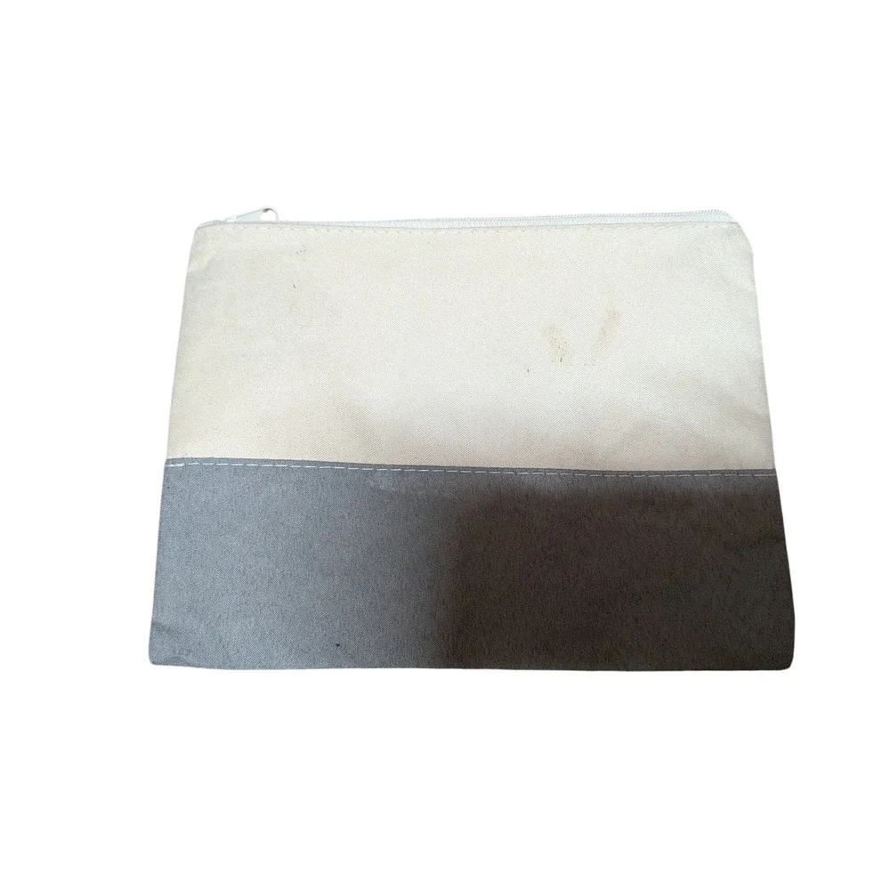 Selfie Prep Kit Canvas Makeup Bag Cream Grey Glitter‎ Cosmetic Pouch Zippered